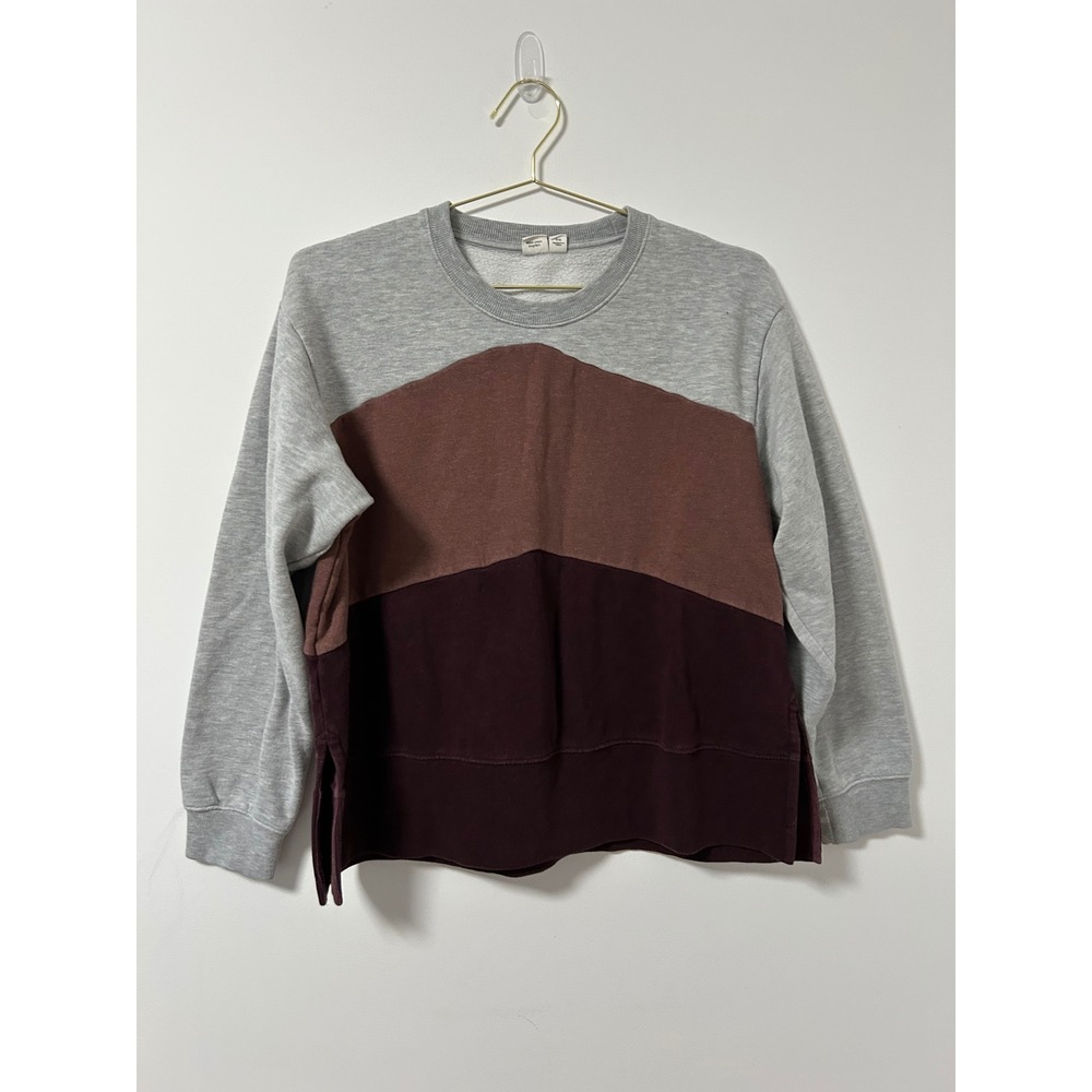 Tentree Chevron Colorblock‎ Sweatshirt Grey Burgundy Mauve XL Organic Cotton